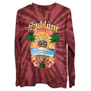 Sublime 1996 Tie Dye Long Sleeve T-Shirt Band Tee Size S Burgundy Vintage Style